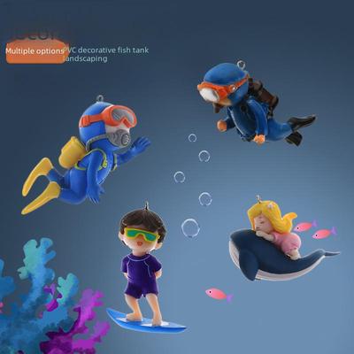 Floating Diver Ornament: Creative PVC Surfing Doll for Small Fish Tanks