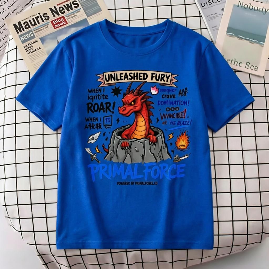 

Primal Force Red Dragon Unleashed Fury Graphic T Shirt Unisex Women Casual Cotton Short Sleeve Print Tee Streetwear 4XL
