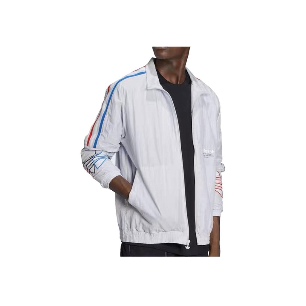 Adidas Originals Logo Striped Casual Zip-Up Jacket Men Jacket White GN3583