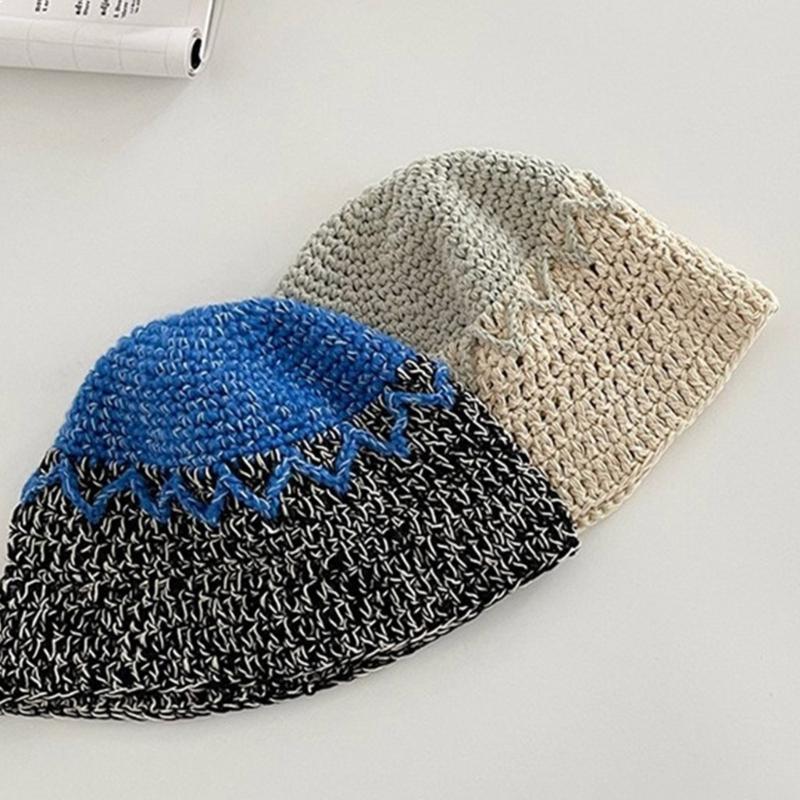 Elegant Waves Bucket Hat Handwoven Breathable Crochet Hat Holiday Decors Vacation Hat Western Cloches Style