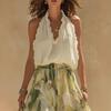 Women's V Neck Sleeveless Floral Print Maxi Dress Lace Trim Fit and Flare Summer Dress