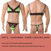 Conjunto de Lencería Sissy para Hombre con Ribete de Encaje Malla Transparente Sujetador Tanga Conjunto de Ropa Interior Outfits Exóticos para Crossdresser Gay Femboy Exótico Ropa de Dormir de 2 Piezas