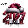 Новогодние принадлежности для вечеринки 2027 Украшение-шапка 2D Плоская акриловая подвесная декорация для праздничных украшений Новогоднее дерево Номер Санта Подвеска Легкая