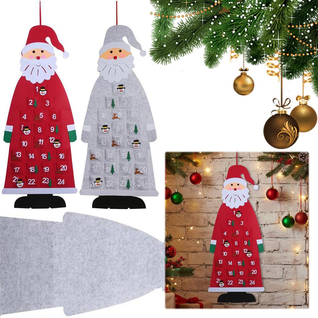 Reusable Countdown To Christmas Calendar with 24 Pockets Christmas Felt Advent Calendar for Kids Christmas Decorations Gifts