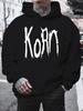 Men's Korn Hoodie Casual and Fashionable Long-sleeved "Korn" Printed Hoodie Autumn and Winter Casual Hoodie