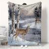 Winter Sika-Hirsch Druckdecke - Weiche und bequeme Flanelldecke für Sofa, Bett, Wohnzimmerdekoration, Büro, Reisen und Camping