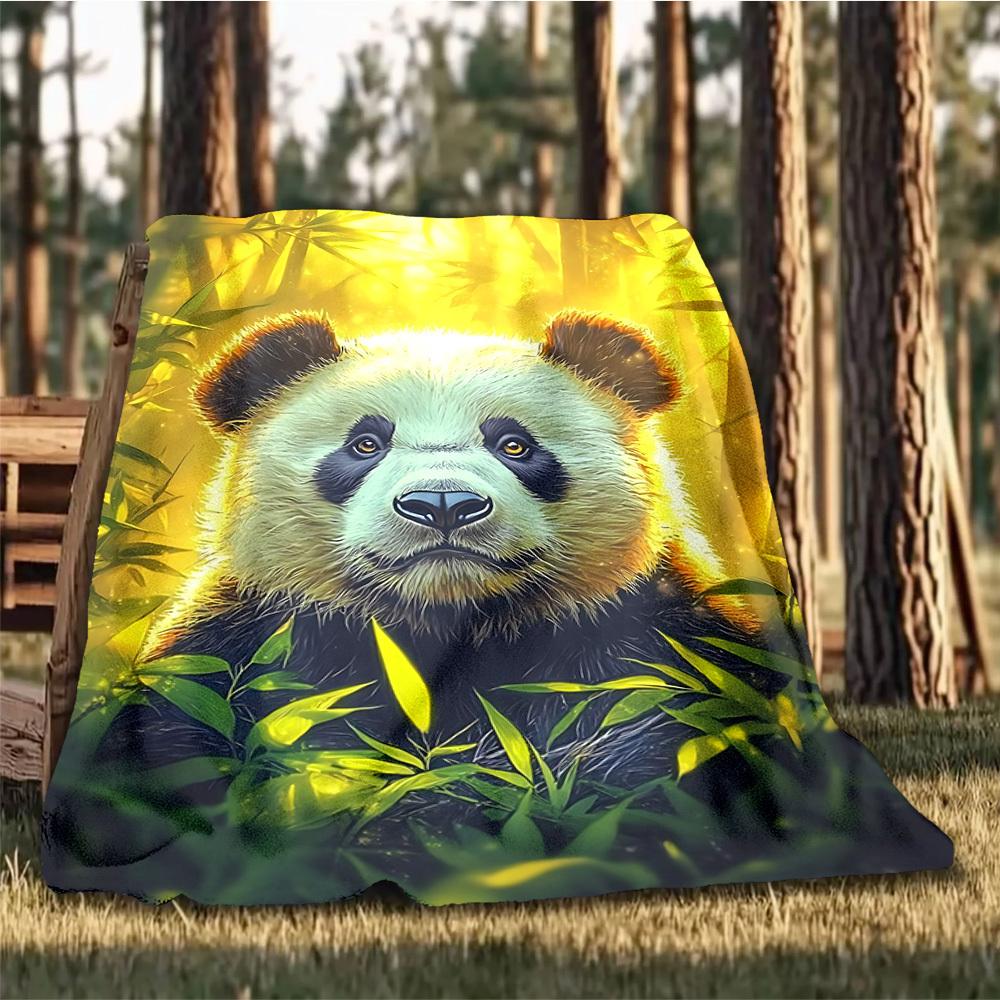 1pc Panda Bamboo Forest Outdoor Blanket - Soft Flannel Cozy for Travel & Camping - All-Season Warm Bed Cover, Machine Washable yy251229069 75x90cm