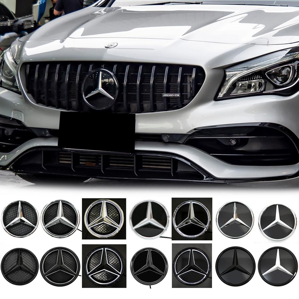 Star Badge Car Front Grill LED Emblem Light For Mercedes Benz 3D Mirror Logo CLA A B C E S GLA GLK ML GL CLS R