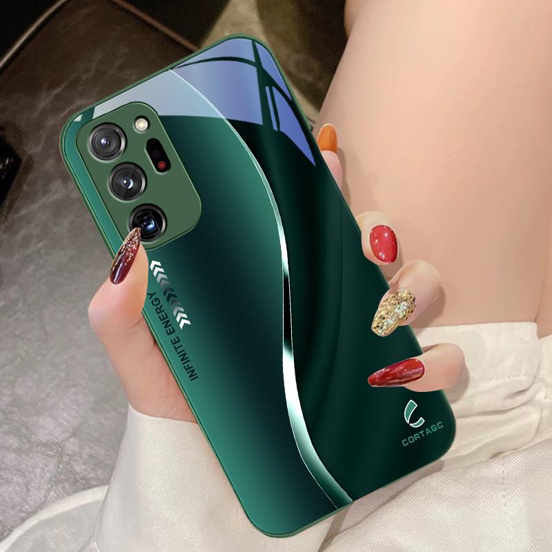 Tempered Glass Phone Case For Samsung Galaxy Note 8 9 10 PRO 20 Ultra A01 02 03 Core 04E 4G A10 12 13 5G Liulian Sunset Red