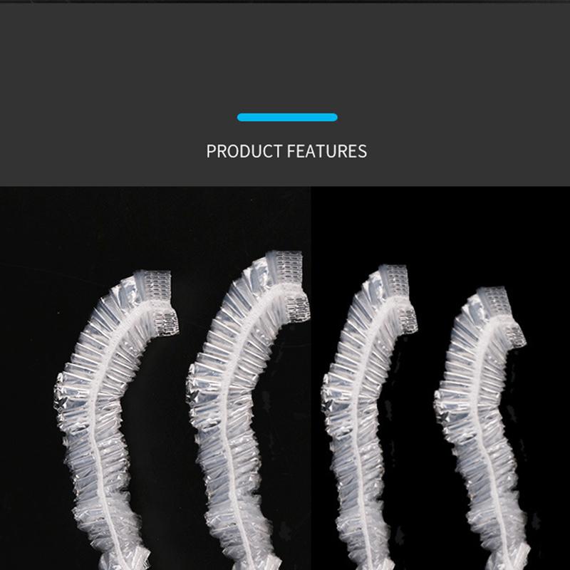 100Pcs Disposable One-Off Hotel Home Shower Bathing Clear Hair Elastic Caps Hats
