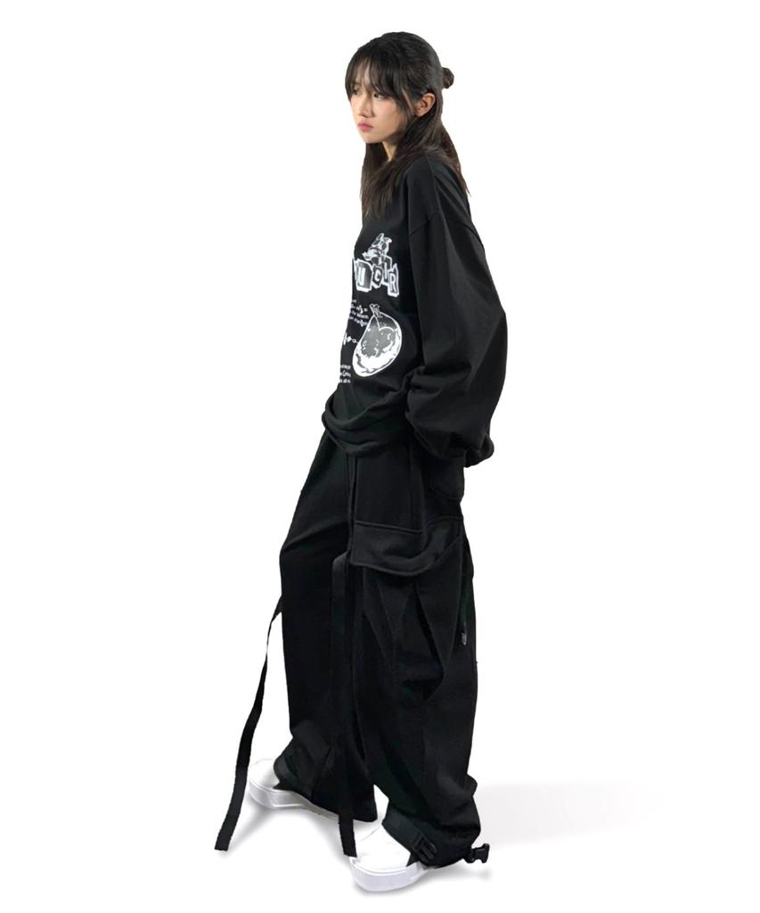 Digeunolusileu Strap Wide Cargo Pants