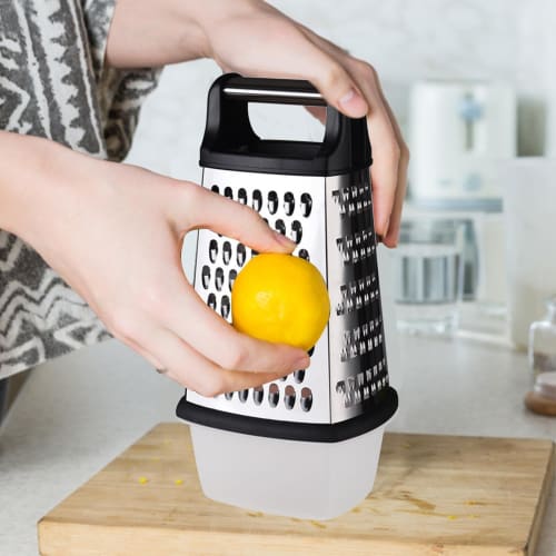 Box Grater - Cheese Grater with Storage Container, 4-Sided Stainless Steel Box Grater with Removable Storage Container, Multi-Function Kitchen Grater