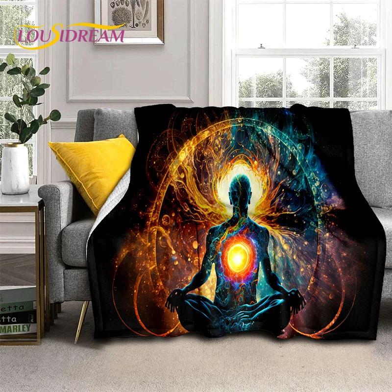 3D Yoga Meditation Rainbow 7 Chakra HD Soft Flannel Blankets,Throw Blanket Comfortable Blanket for Picnic Beds Home Bedroom Gift