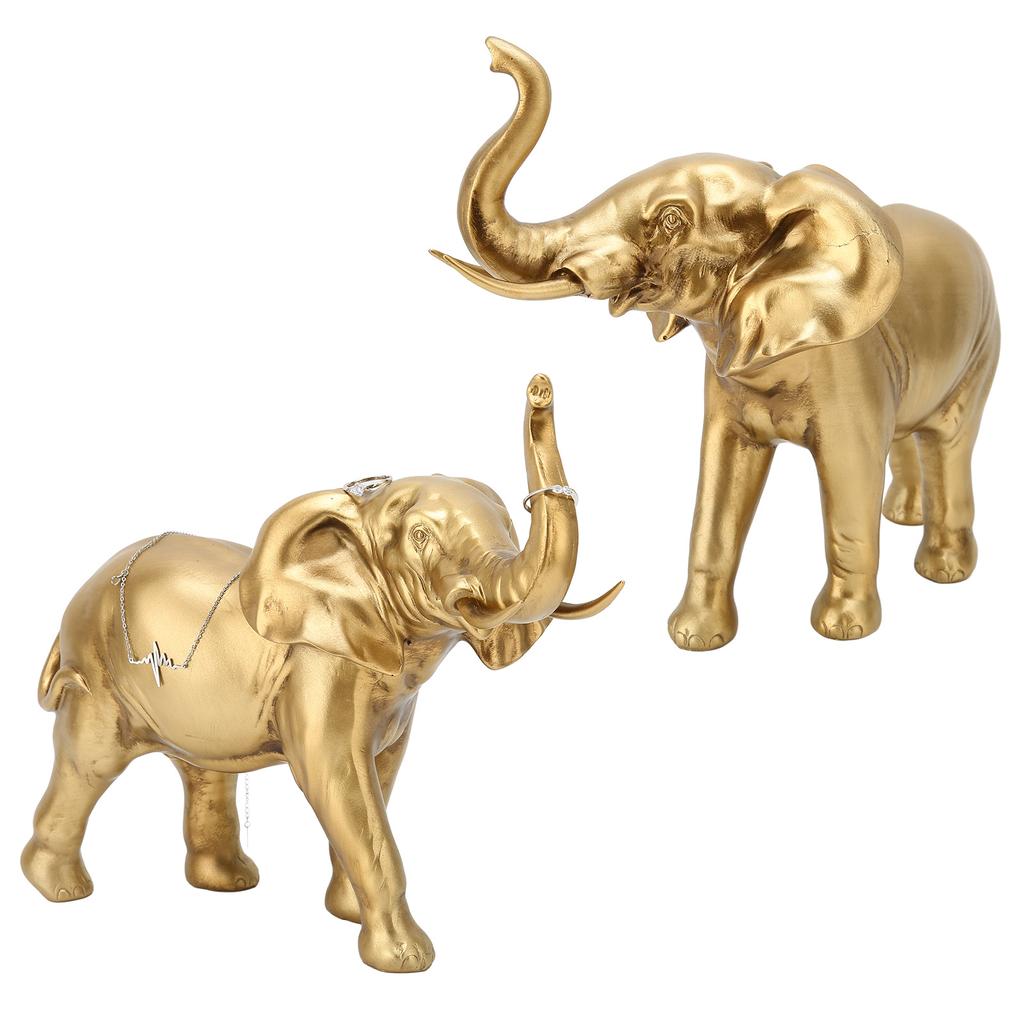 Elephant Shaped Figurine Resin Exquisite Cute Elephant Statue Ring Jewelry Holder Decoration Gift