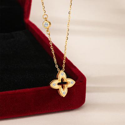 Γυναικείο Κολιέ Τετράφυλλο Τριφύλλι Premium Αίσθηση Μόδας Αλυσίδα Κλείδας