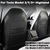 For Tesla Model 3/Y Highland 2017-2025 PU Leather Seat Back Kick Protectors Backseat Mats Organizer Pocket Waterproof Scratch