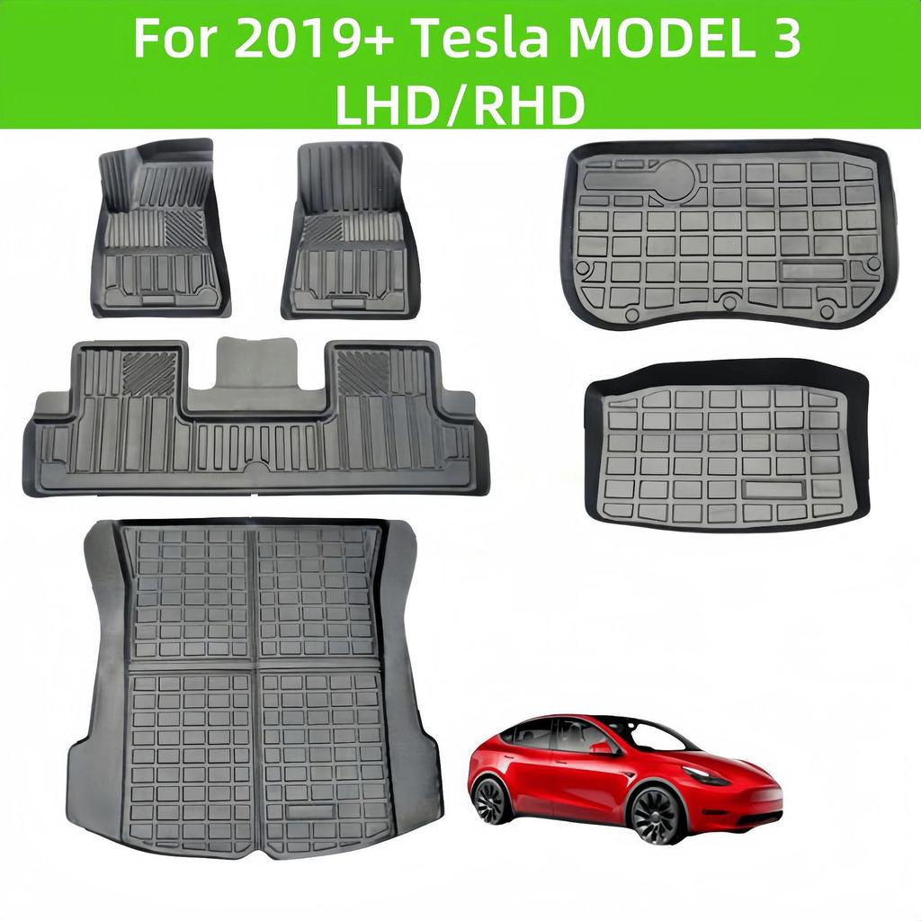 TPE Car Floor & Rear Trunk Mats for 2019+ Model 3 (LHD/RHD)