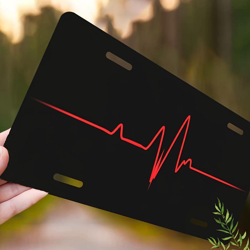 

Vintage Red Heartbeat ECG Line License Plate D Flat Aluminum Tin Sign Wall Art Decor for Garage Bar Man Cave and Car Front Plat 15x30cm(5.9x7.8inch)