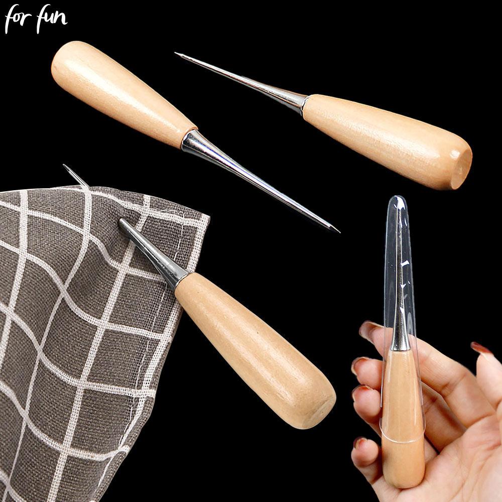 Für Spaß 2 Stück Holzgriff Ahle DIY Nähzubehör Stoffstanzer Handnäher Lederwaren Lochstanzer Schuhreparaturwerkzeuge