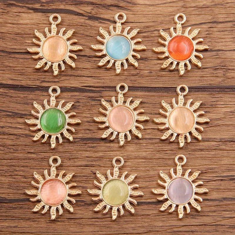 10 Pieces Sun Pendant, Diy Jewelry - Silver Plated Jewelry Making Accessories for Bracelets, Necklaces and Earrings