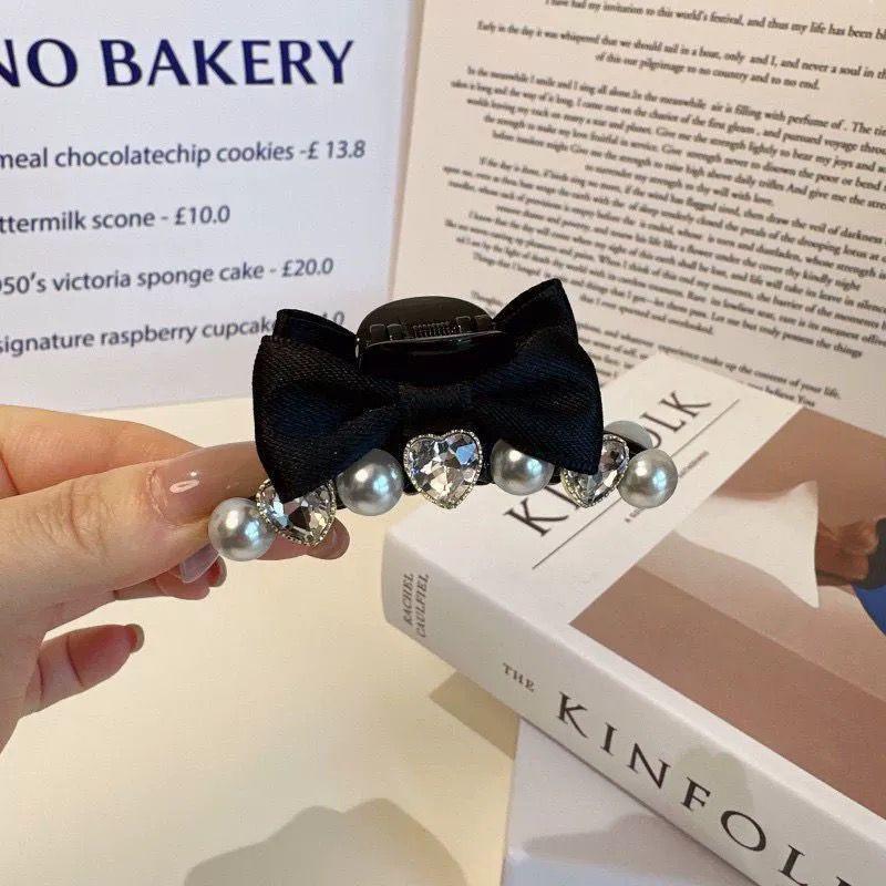 Korean Style Pearl Bow Lace Claw Clip for Women - High-End Shark Clip Hair Accessory (2025)