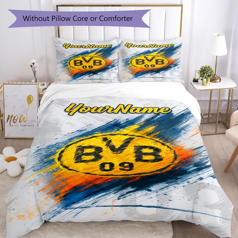 Borussia Dortmund Customize Your Name Bedding Set Breathable Duvet Cover with Pillowcases Home Decoration Birthday Gift