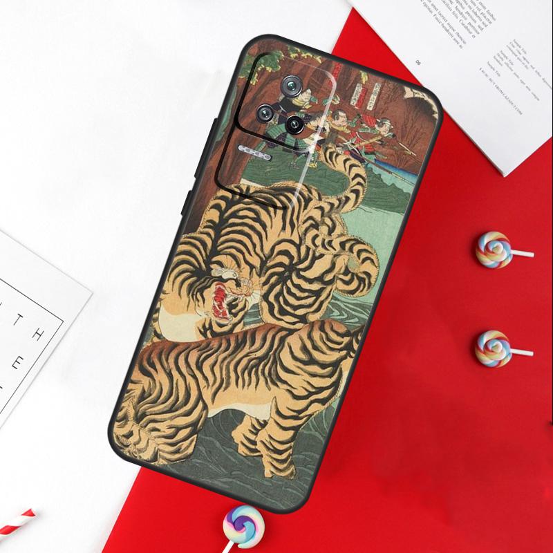 Japanese ukiyo-e Art Panther Tiger Cover For Xiaomi 14 Ultra 15 13 11T 12T 13T 14T Pro POCO X7 Pro X3 X5 X6 M6 F5 F6 Pro Case