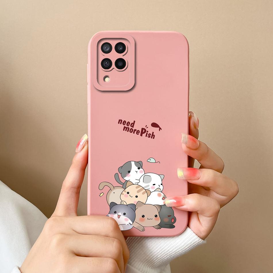 For Samsung Galaxy A12 M12 F12 Phone Case Cartoon Liquid Silicone Full Protection Anti Drop Cover For Samsung A 12 M 12 Bumper