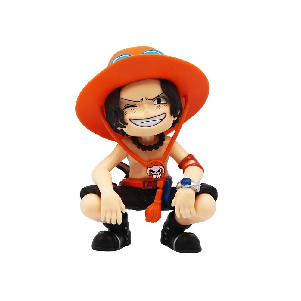 13cm Anime One Piece Actionfiguren Q-Version sitzend Luffy Zoro Sanji trendige Spielzeuge Puppenmodelle Autoornamente Geburtstagsgeschenke Spielzeug