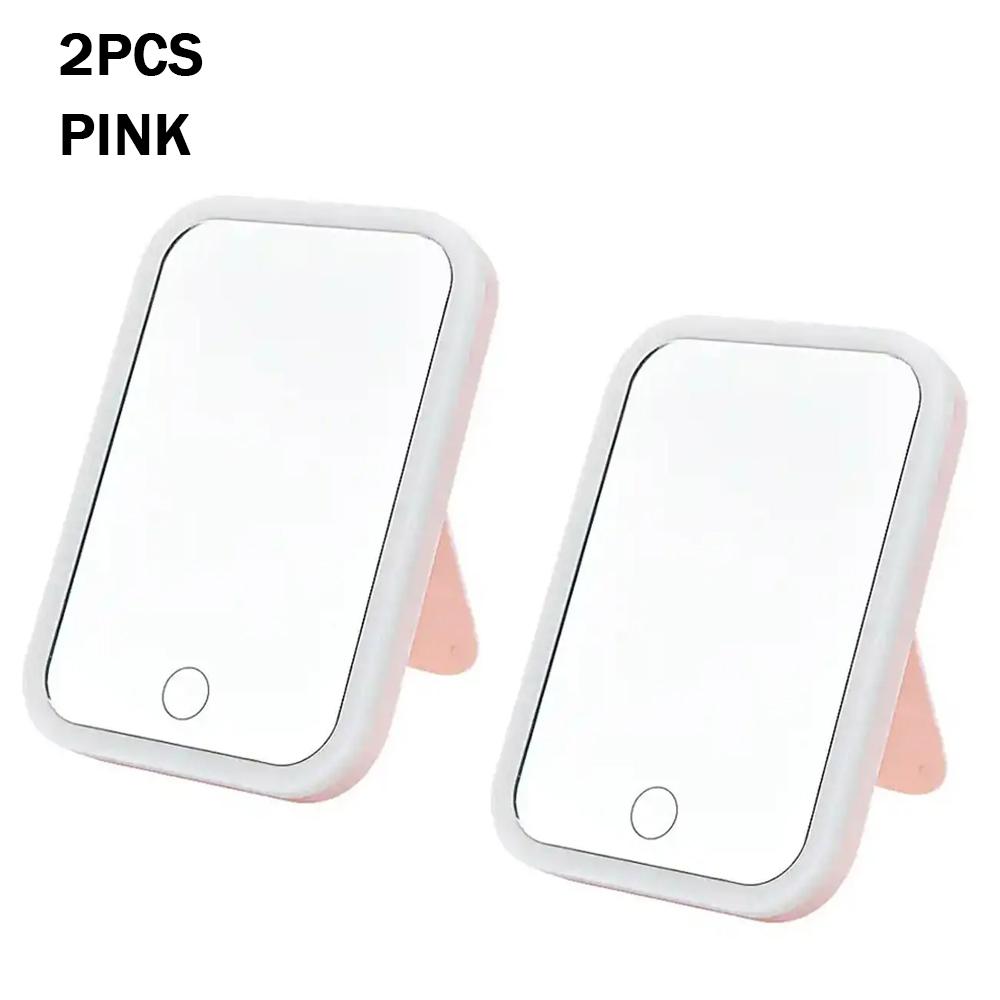 

Портативное складное зеркало с подсветкой LED 3 режима цвета зеркало для путешествий USB туалетный столик с подсветкой для макияжа зарядка