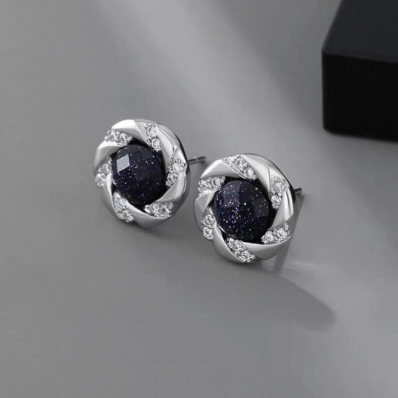 

Earrings with Tiny Inlaid Zirconia, Elegant Ear Studs for Nourishing Ear Piercings, Showcasing Individuality. Black starry sky