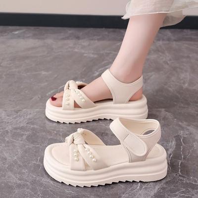 French Platform Velcro Sandals Women's Summer Wear 2025 New with Skirt Soft Sole Not Tired Feet Roman Sandals