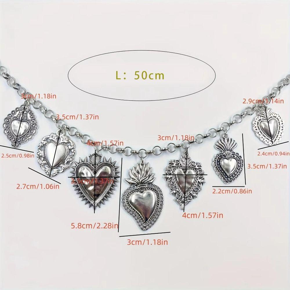 Silver Plated Sacred Heart Chokers Necklaces Chain Necklace  Women's Jewelry