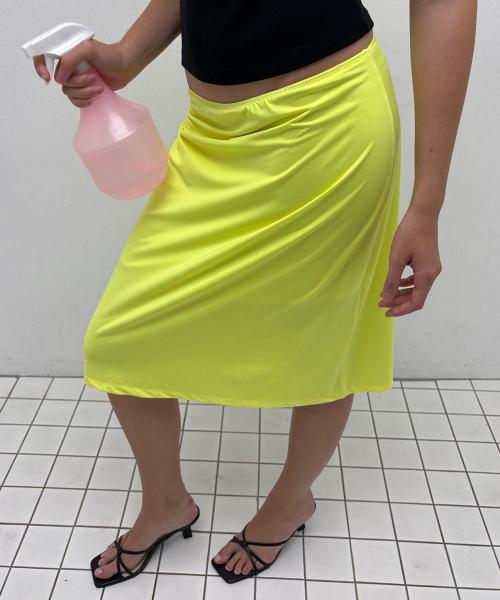 JUSTHAUS Neon Midi Skirt, Yellow