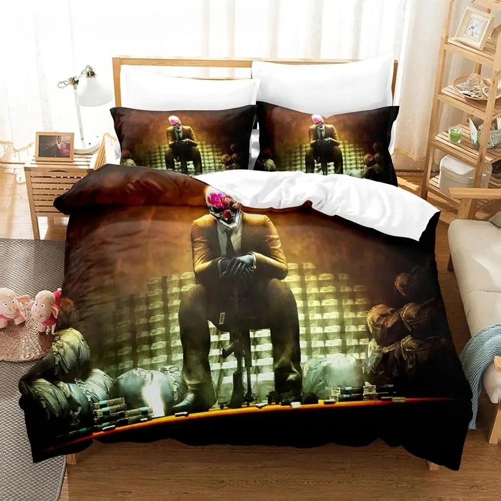 Game Payday Bedding Set Single Twin Full Queen King Size Bed Set Adult Boys Bedroom Duvet cover Sets Hip Hop Clown Anime Bed