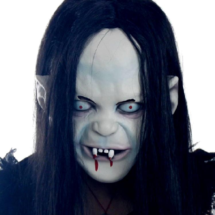 Halloween Horror Grimace Ghost Mask with Long Hair Festival Scary Themed Party
