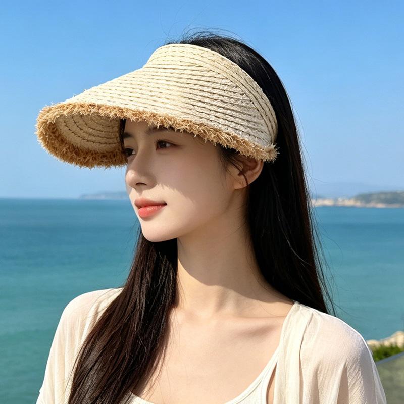 2026 new seaside vacation beach sunscreen sun hat showing face small sun hat M(56-58cm)