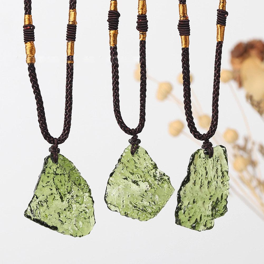 Natural Unique Crystal Quartz Necklace Impact Glass Unisex Pendant Necklace Pendant Green Meteorite Stone S8N0 Moldavite Y2K5