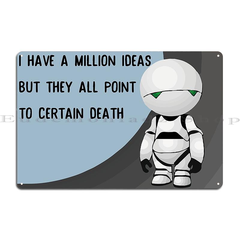 Good Grief DON'T PANIC Marvin Cute Hitchhikers Guide to the Galaxy and the life Droid project Metal Printing Tin Sign Poster