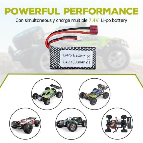 2PCS 7.4V 1800mAh T-Plug Lithium Battery for WLTOYS 144001, 12402, 12403, 12404, 12423, 12428, A959-B, A969-B, A979-B, and K929-B High-Speed ??Drift R