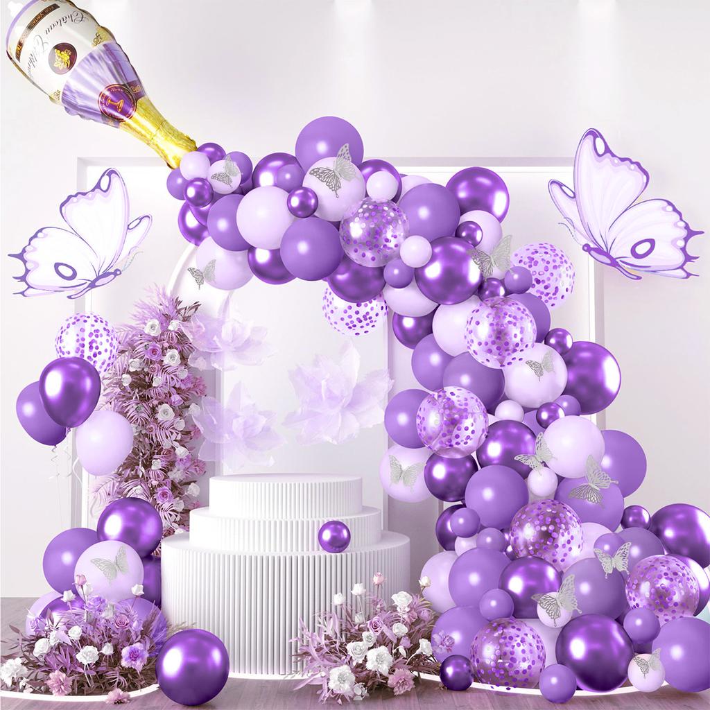 Pink Butterfly Balloons Garland Arch Kit Birthday Party Decor Kids Baby Shower Girl Gold Latex Balloons Wedding Party Supplies