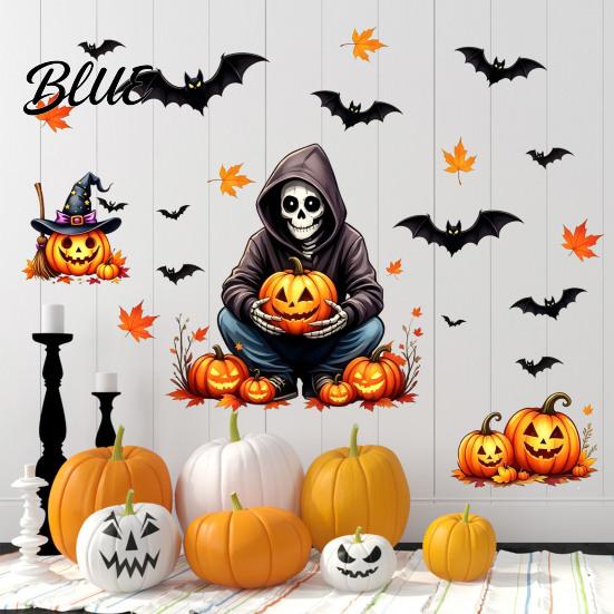 Easy Peel Stick Classroom Wall Decor Cute Halloween Decals  Black Cat Witch Bat Pumpkin Stickers  Fall Removable Theme Party Backdrop Decorations