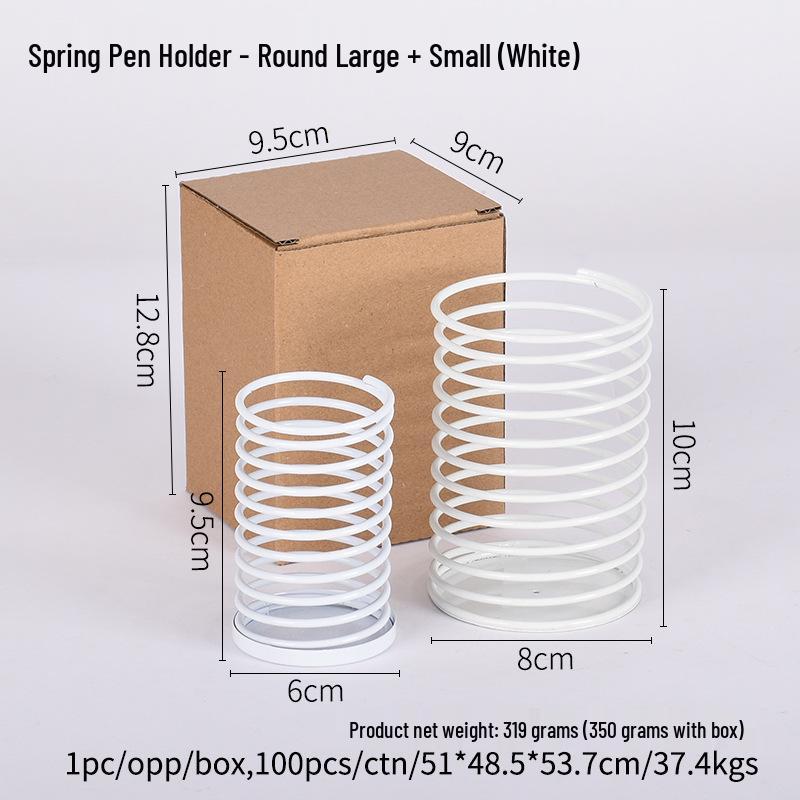 Iron Wire Decompression Pen Holder - Retractable Metal Spring Round Office Organizer