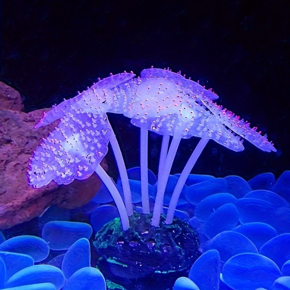 Fluorescent Silicone Coral Reef Decoration for Fish Tank with Night Glow Effect Aquarium Ornaments Safe for All Fish and Shrimps