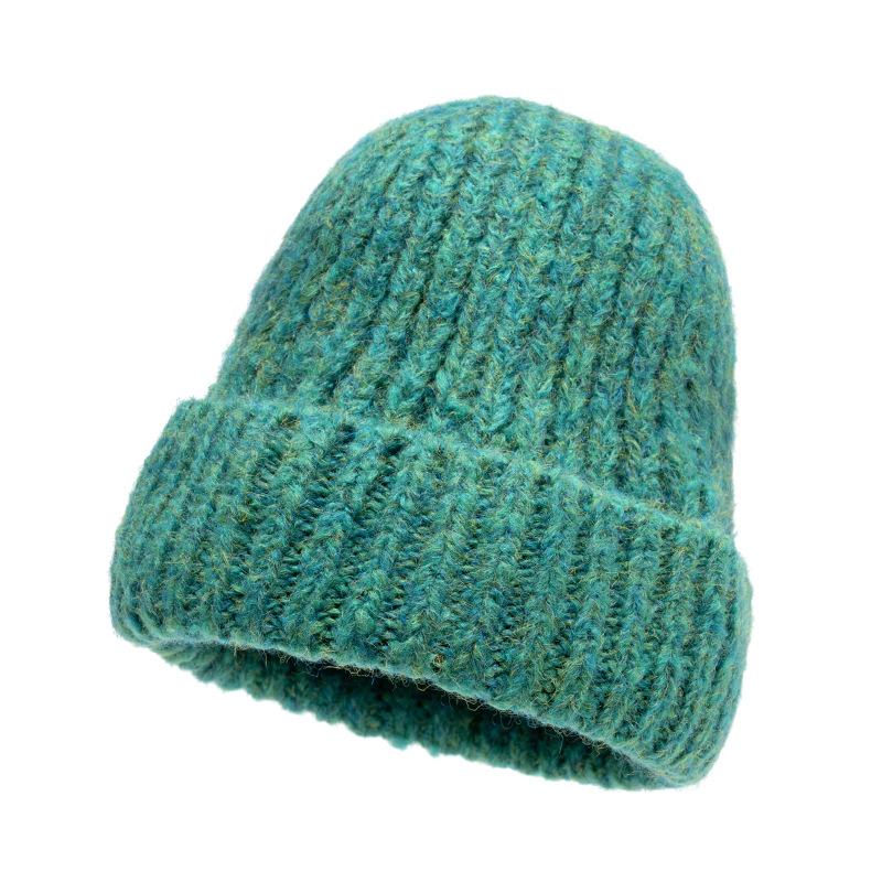 

Осенне-зимняя вязаная шапка, толстая теплая ветрозащитная шерстяная шапка, большая шапка зелёный