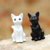 Creative Cute Cat Pvc Desktop Decor Collectible Black And White Sitting Animal Figure For Home Office