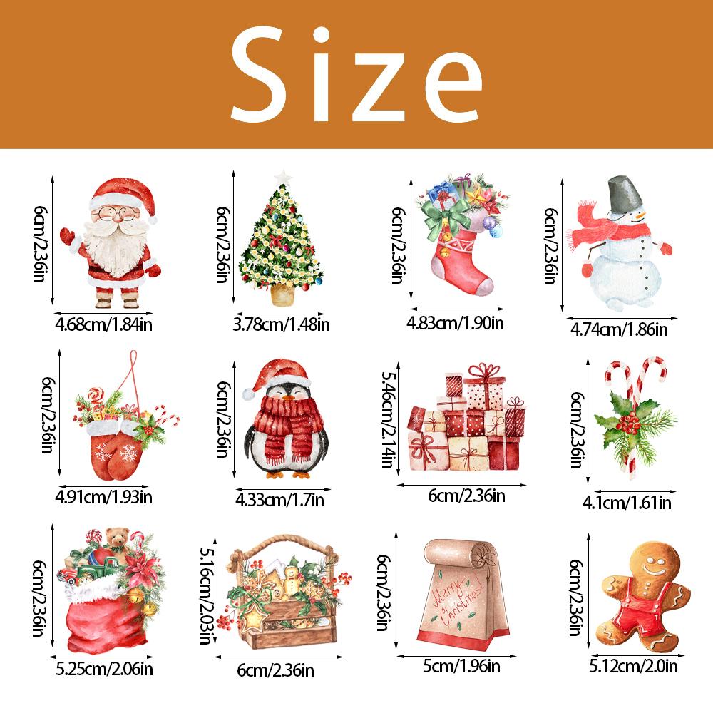 24pcs/set Christmas Cupcake Topper Xmas Gift Santa Claus Snowman Print Cupcake Topper Merry Christmas  Supplies New Year 2025