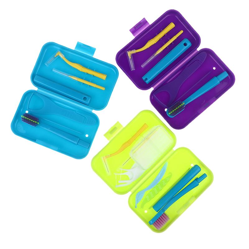 Travel Portable Oral Dental Care Brush Kit Multicolour Dental Wax Teeth Cleaning Tool Foldable Interdental Brush Floss