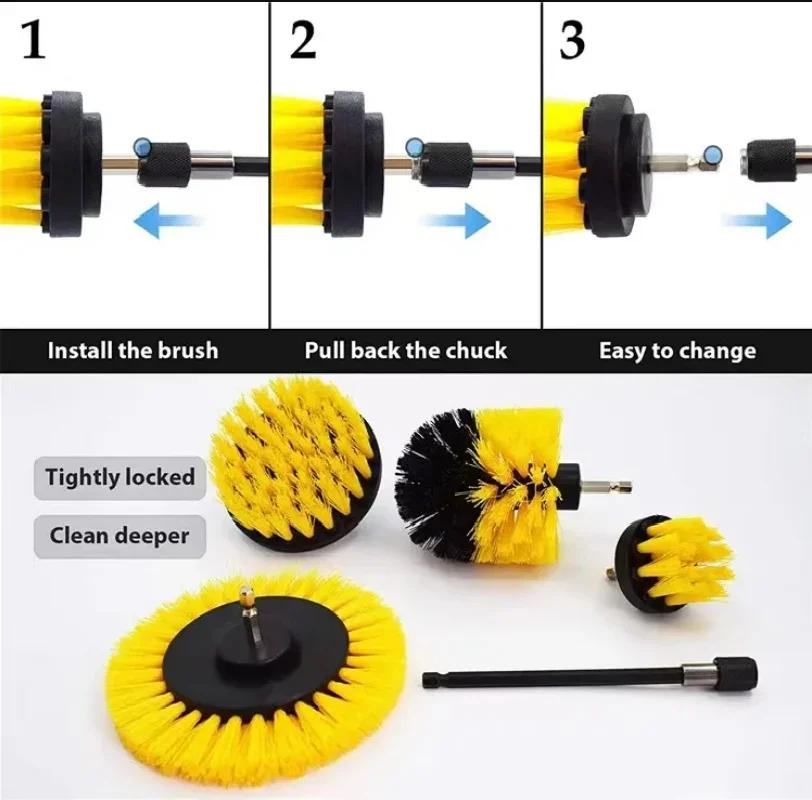 2025 Neues 5-teiliges Bohrbürsten-Aufsatzset in Power-Schrubberbürste mit Bohrschrubbbürste zur Reinigung von Teppich, Glas, Autoreifen Show