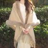 Pelerină Șal Elegant de Damă cu Guler de Blană Cald de Iarnă Modă Femeiască Wrap